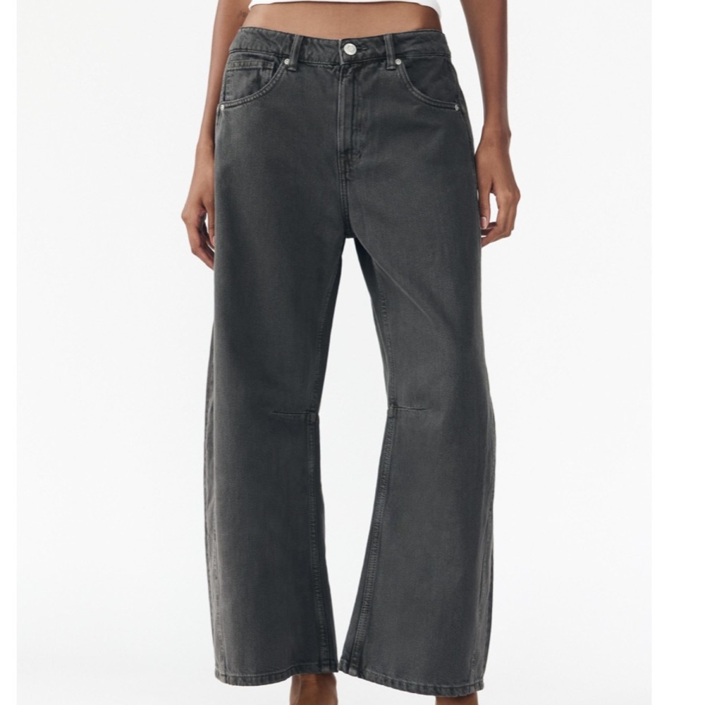 Zara Wide Leg Jeans in Charcoal Gray - Picture 2 of 2